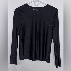 DKNY Black Studded Long Sleeve Top